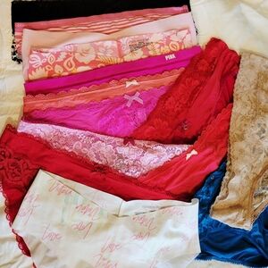 Victoria's Secret Assorted Pink, Red, Fuchsia & Blue Lace Bikini Panties